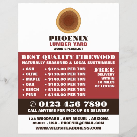 ハートウッドのロゴ、木材/木材/木材ヤード広告 チラシ (正面)