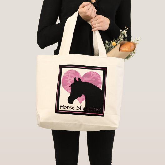 ハートウマ(ピンク迷彩柄) ラージトートバッグ (正面(商品))