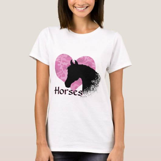ハートウマ(ピンク迷彩柄) Tシャツ (正面)
