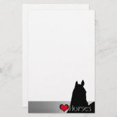 ハートウマI赤いハート（銀金属） 便箋 (正面/裏面)