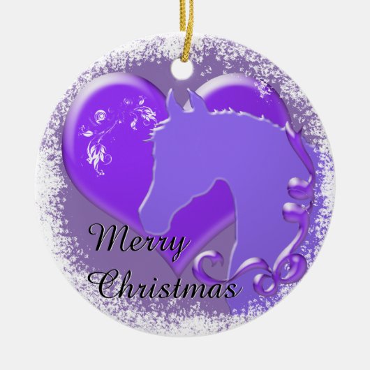 ハートウマIIIホリデー(紫ウマ/ハート) セラミックオーナメント (正面)