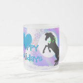 ハートウマVホリデー(カラフルヘイズ) フロストグラスマグカップ (正面右)