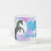 ハートウマVホリデー(カラフルヘイズ) フロストグラスマグカップ (正面左)