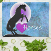 ハートウマV （青/緑） キッチンタオル (折り畳み)