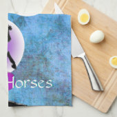 ハートウマV （青/緑） キッチンタオル (四つ折り)