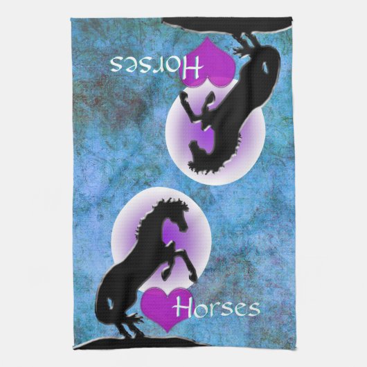 ハートウマV （青/緑） キッチンタオル (縦)