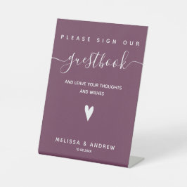 ハートエレガントとスクリプ結婚ト – Guestbook Signing 台座サイン