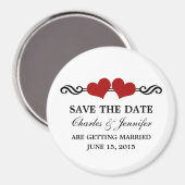 ハートエレガントは日付マグネットを保存し、赤 マグネット (正面/裏面)