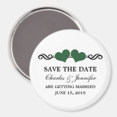 ハートエレガントは日付マグネットを保存、緑 マグネット (正面/裏面)