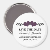 ハートエレガントは日付マグネット、紫を保存 マグネット (正面/裏面)