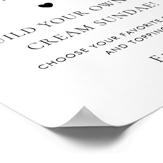 ハートエレガントアイスクリームステーションパーティー標識 ポスター (角)