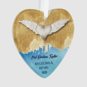 ハートエレガントエンジェルウィング初めてのクリスマス オーナメント (正面)