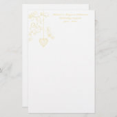 ハートエレガントゴールデン結婚ズ記念日 便箋 (正面/裏面)