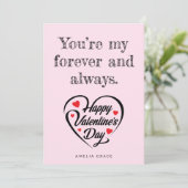 ハートエレガントタイポグラフィソフトピンクバレンタインデー シーズンカード (スタンド正面)