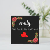 ハートエレガントバラは私のガールフレンドのカード サンキューカード (スタンド正面)