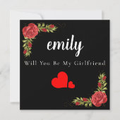 ハートエレガントバラは私のガールフレンドのカード サンキューカード (正面)