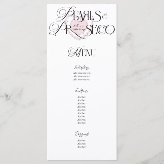 ハートエレガントパールスプロセッコバブリーブライダルシャワー メニュー (正面)