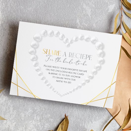 ハートエレガントパール&プロセッコ金ゴールドブライダルシャワー エンクロージャーカード