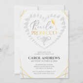 ハートエレガントパール&プロセッコ金ゴールドブライダルシャワー 招待状 (正面)