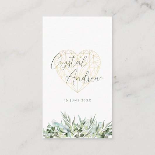 ハートエレガントユーカリの葉結婚のウェブサイト エンクロージャーカード (裏面)