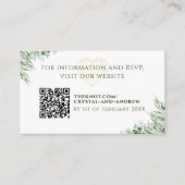 ハートエレガントユーカリの葉結婚のウェブサイト エンクロージャーカード (正面)