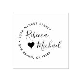 ハートエレガントラウンド文字結婚差出人住所 ラバースタンプ (インプリント)