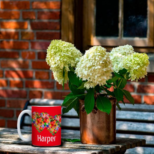 ハートエレガントレッド2トーンコーヒーマグ ツートーンマグカップ