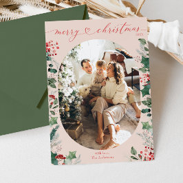 ハートエレガント書道パステルメリークリスマス シーズンカード