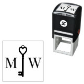 ハートエレガント鍵対結婚2イニシャルモノグラム セルフインキングスタンプ (インサイチュ)