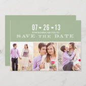 ハートエレガント·グリーンが日付を写真と共に保存 セーブザデート (正面/裏面)