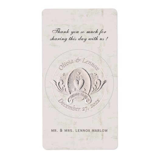ハートエンボスエンブレムヴィンテージウェディングサンキュー ラベル (正面)