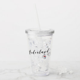 ハートオランダニューダーランド国旗 アクリルタンブラー
