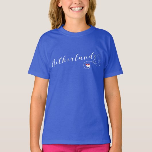 ハートオランダフラグ、オランダデザイン Tシャツ (正面)