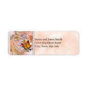 ハートオレンジバラ蝶カップル毎日 ラベル (正面)