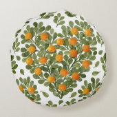 ハートオレンジ：緑の枝が大好き。 ラウンドクッション (裏面)