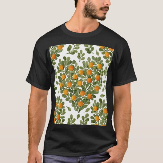 ハートオレンジ:緑の枝が大好き。 Tシャツ (正面)