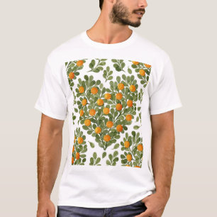 ハートオレンジ:緑の枝が大好き。 Tシャツ