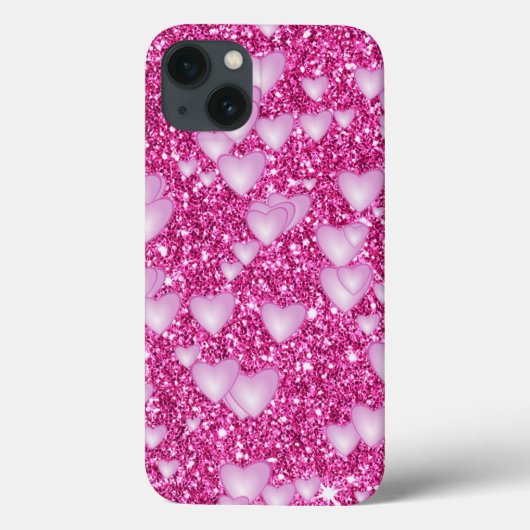ハートオンきらめくグリッタープリント、ピンク Case-Mate iPhoneケース (裏面)
