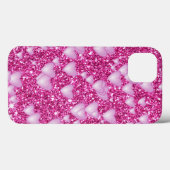 ハートオンきらめくグリッタープリント、ピンク Case-Mate iPhoneケース (裏面 (横))