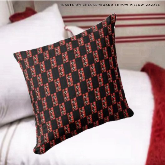 ハートオンチェッカーボード クッション