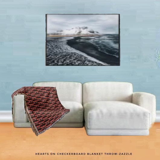 ハートオンチェッカーボード スローブランケット
