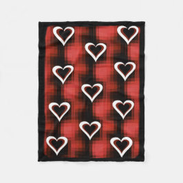 ハートオンチェッカーボード フリースブランケット