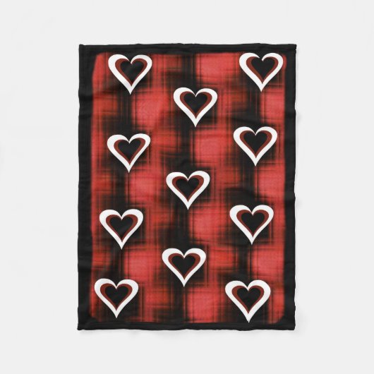 ハートオンチェッカーボード フリースブランケット (正面)