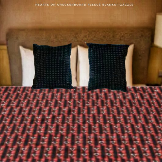 ハートオンチェッカーボード フリースブランケット