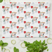 ハートオン火雪だるまキッチンハンドタオル キッチンタオル (折り畳み)