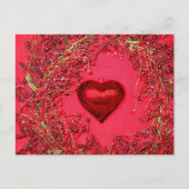 ハートオーナメントのビーズリースはがき ポストカード (正面)