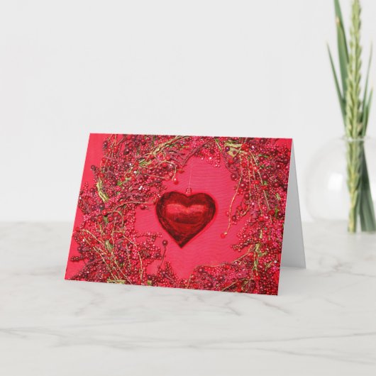 ハートオーナメントのビーズリースカード シーズンカード (正面)