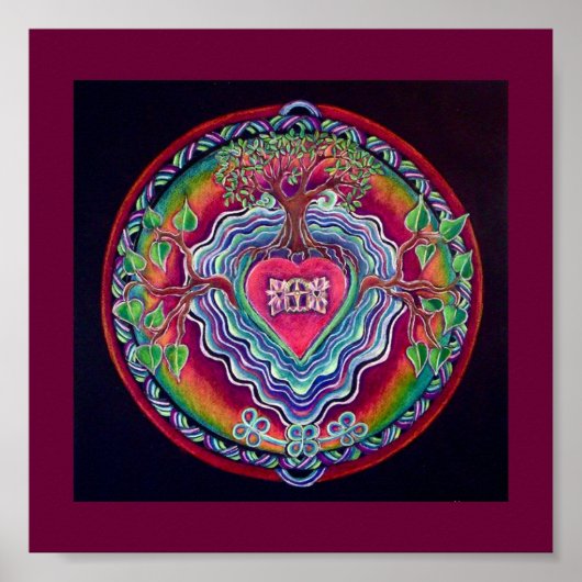 ハートオープニングマンダラプリント ポスター (正面)