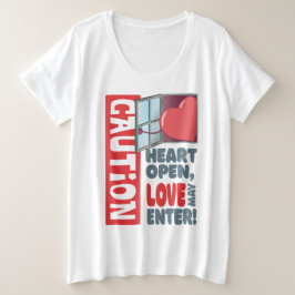 ハートオープン、愛が入るかもしれない（バレンタインデー） プラスサイズTシャツ