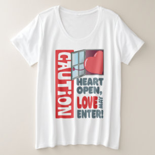 ハートオープン、愛が入るかもしれない(バレンタインデー) プラスサイズTシャツ